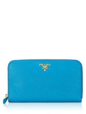 1M0506 Saffiano Metal Zip Wallet Azzuro