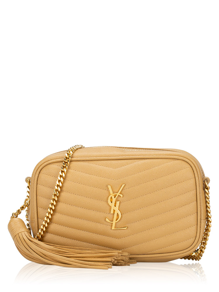 Grain De Poudre Matelasse Monogram Lou Mini Camera Bag Light Toffee