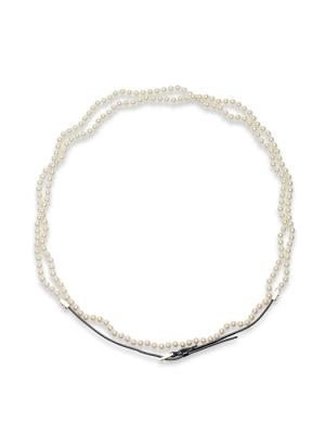 Pearl And Foil Leather Double Wrap Waist Belt Gold Black