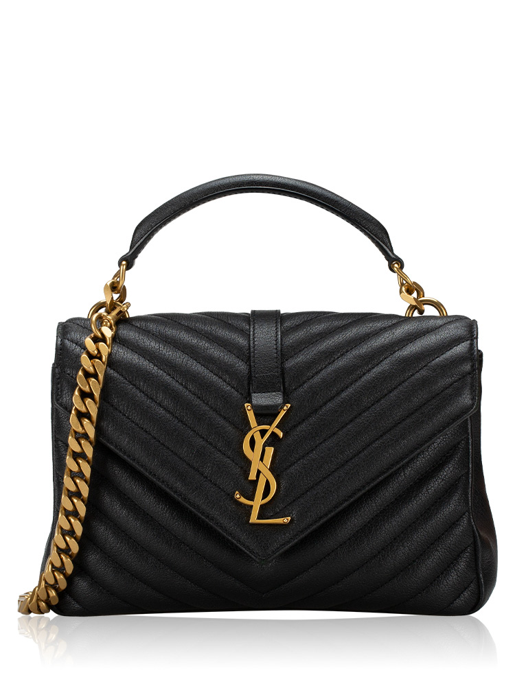 Sheepskin Monogram College Medium Shoulder Bag Black