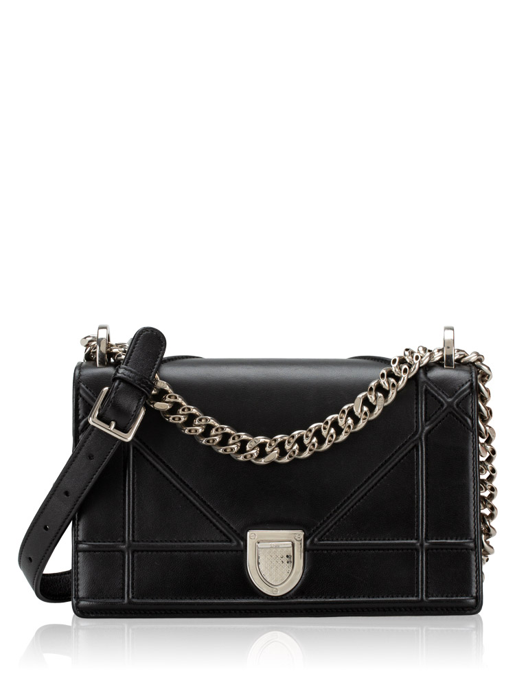 Calfskin Diorama Small Flap Bag Black