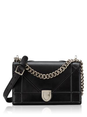 Calfskin Diorama Small Flap Bag Black