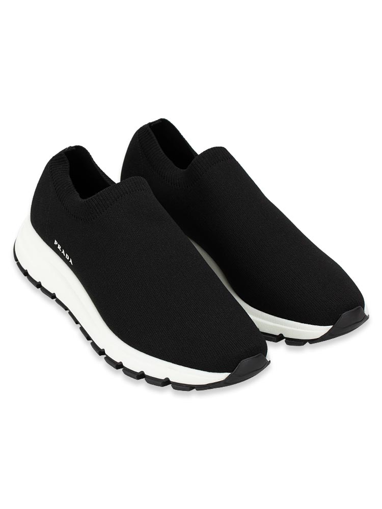 Knit Logo Slip On Sneakers Black Sz 8