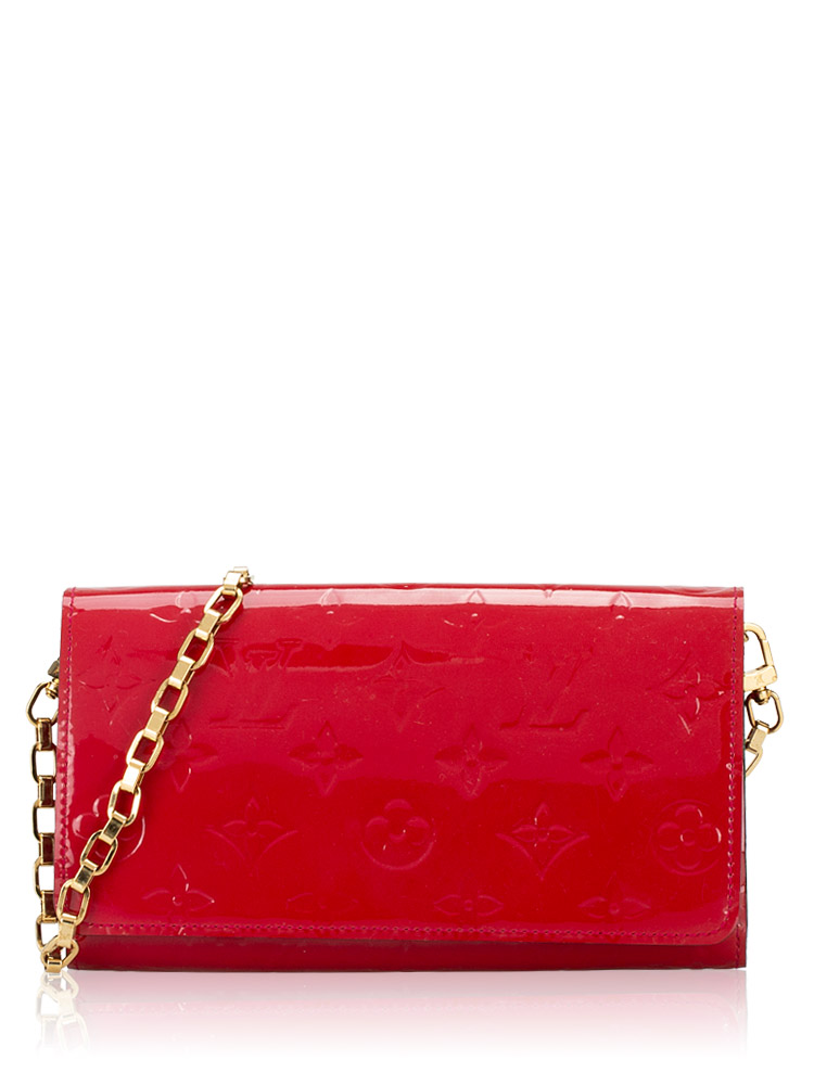 Monogram Vernis Sarah Chain Wallet Cerise