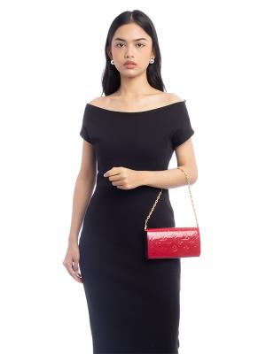 Monogram Vernis Sarah Chain Wallet Cerise