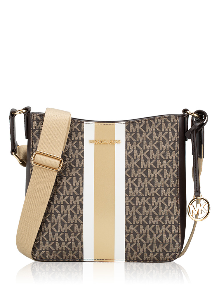 Jet Set Signature Small NS Crossbody Stripe Brown Gold
