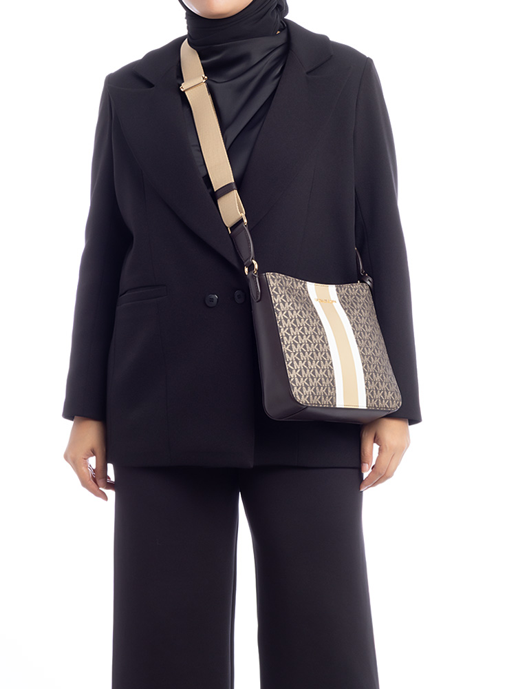 Jet Set Signature Small NS Crossbody Stripe Brown Gold