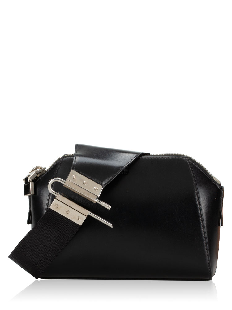 Shiny Calfskin Antigona U Crossbody Black