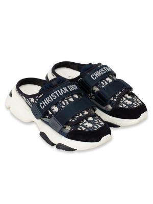 Oblique Technical Fabric D-Wander Mules Deep Blue Sz 35