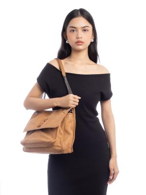 Croco Embossed Nubuck Monogram Niki Large Shoulder Bag Dark Sun