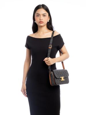 Triomphe Medium Shoulder Bag Tan