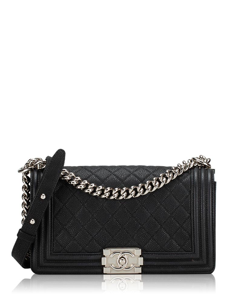 Matte Caviar Medium Boy Flap Bag Black