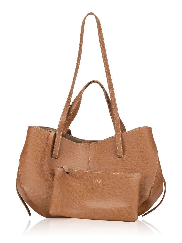 Textured Calfskin Cyme Mini Tote Camel
