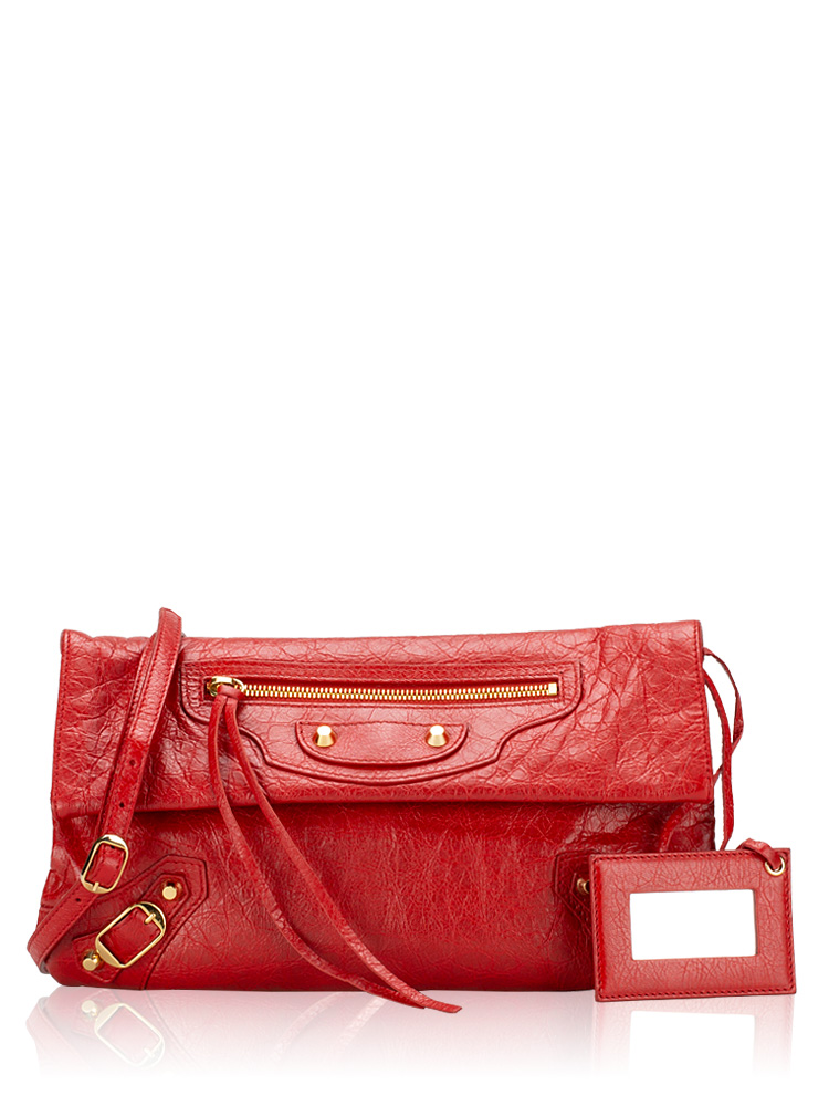 Classic Gold Envelope Clutch with Strap Rouge