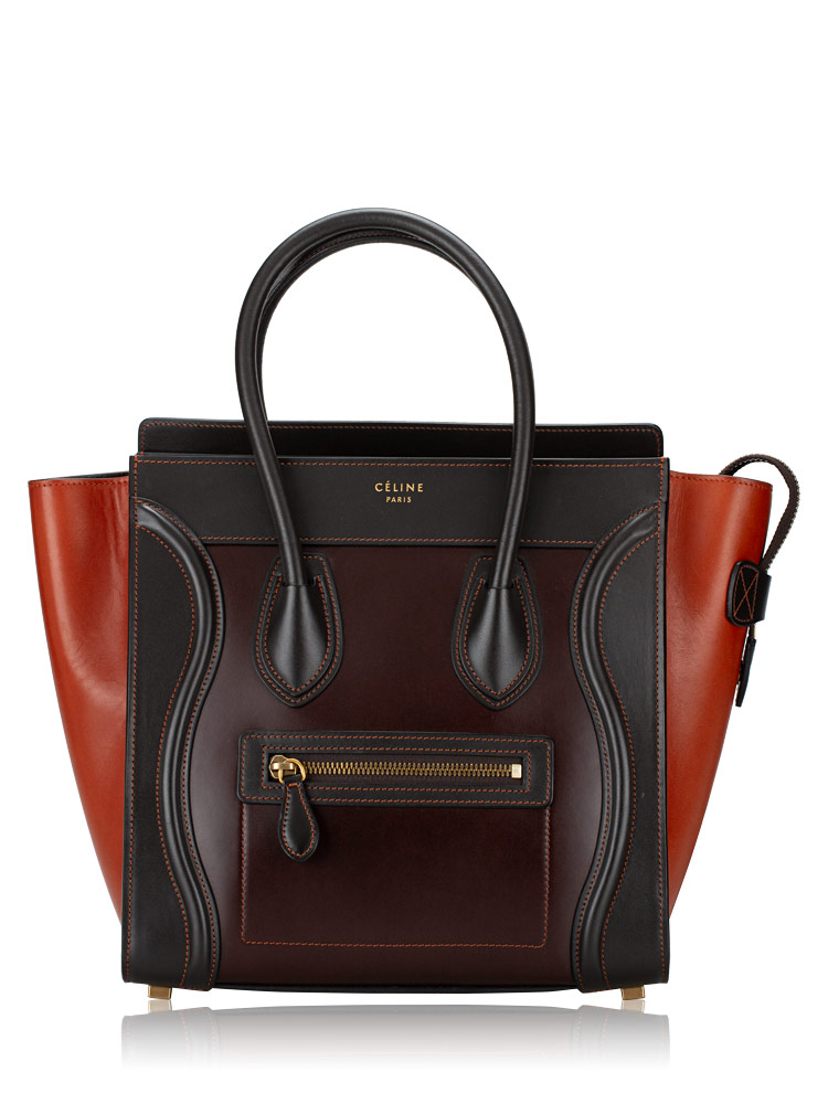 Smooth Calfskin Micro Tri-Color Luggage Burgundy Brick