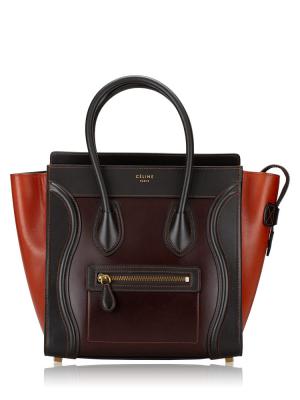 Smooth Calfskin Micro Tri-Color Luggage Burgundy Brick