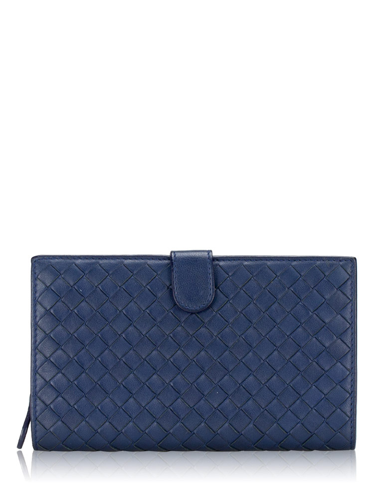Nappa Intrecciato Continental Wallet Blue