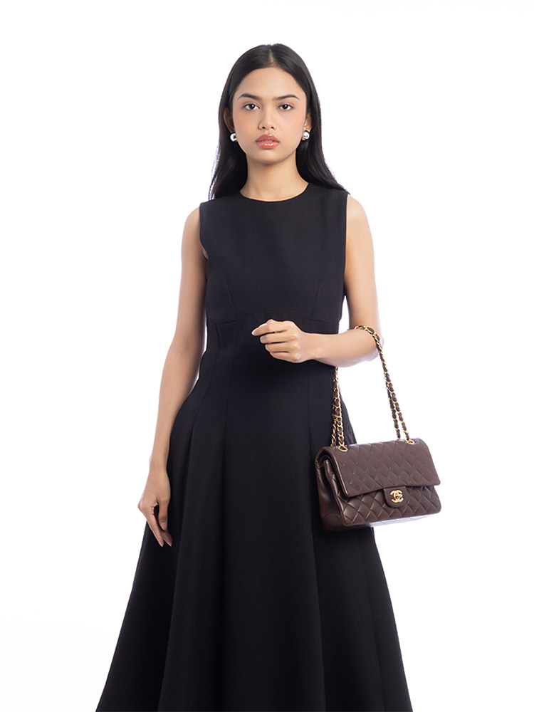 Lambskin Classic Medium Double Flap Bag Brown