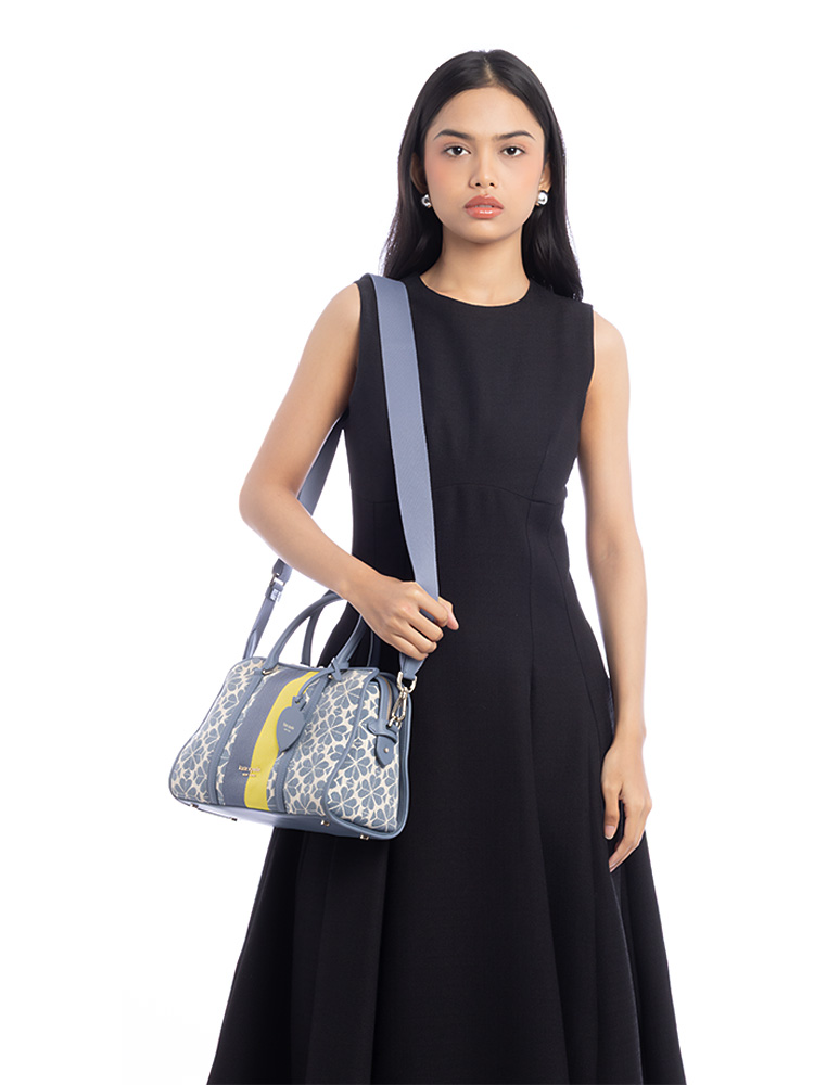 Flower Spade Jacquard Stripe Medium Satchel Morning Sky