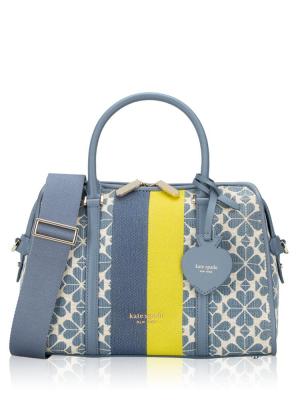 Flower Spade Jacquard Stripe Medium Satchel Morning Sky