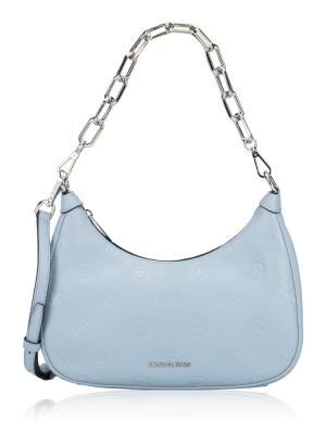 Signature Cora Leather Large Pouchette Pale Blue