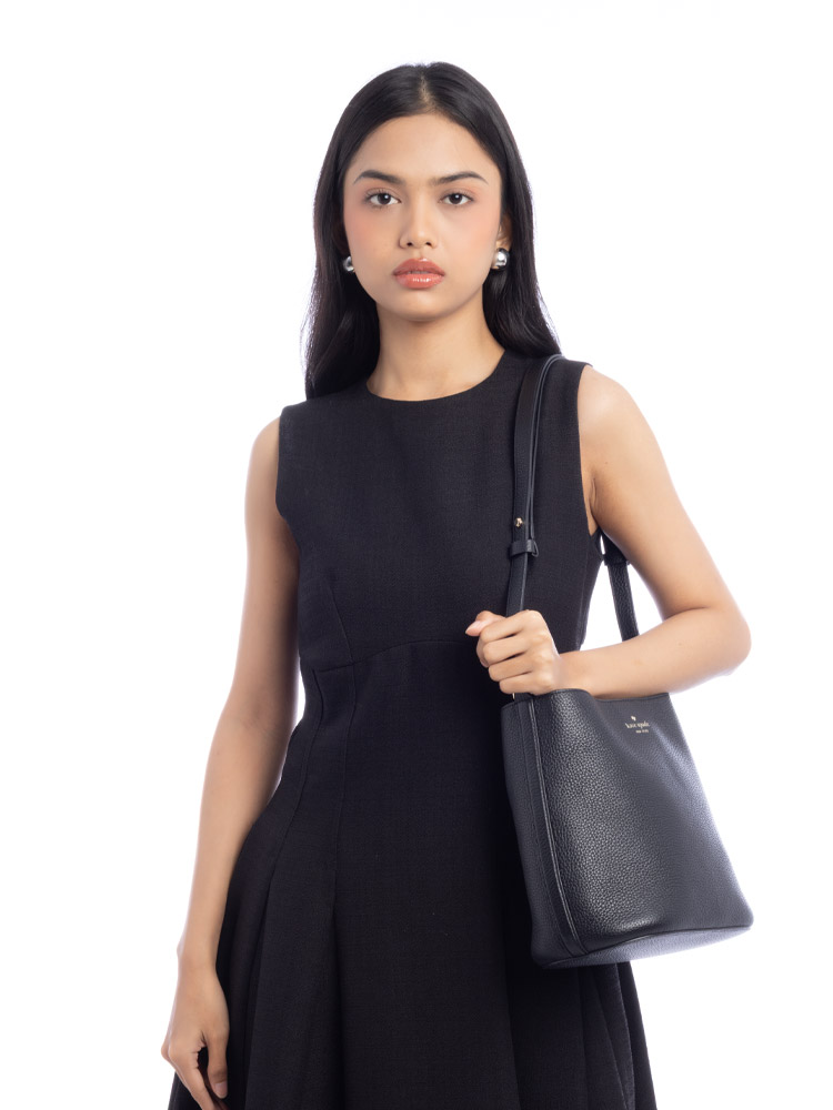 Julia Leather Bucket Bag Black