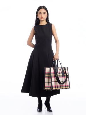Manhattan Museum Plaid Large Tote Pink