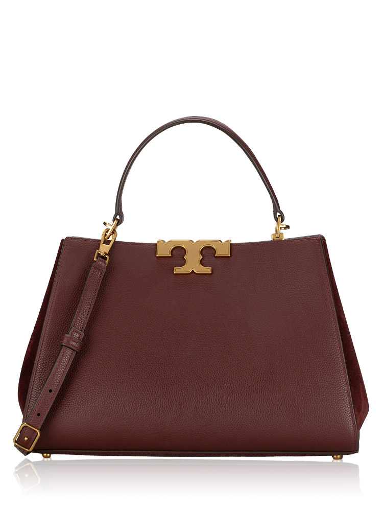 Eleanor Pebbled Leather Satchel Dark Cabernet