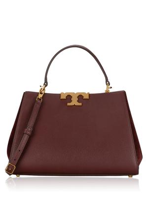 Eleanor Pebbled Leather Satchel Dark Cabernet