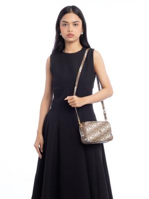 Coated Canvas BB Logo Small Camera Bag Beige Brown White