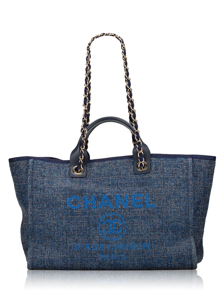 Woven Straw Raffia Deauville Medium Tote Blue