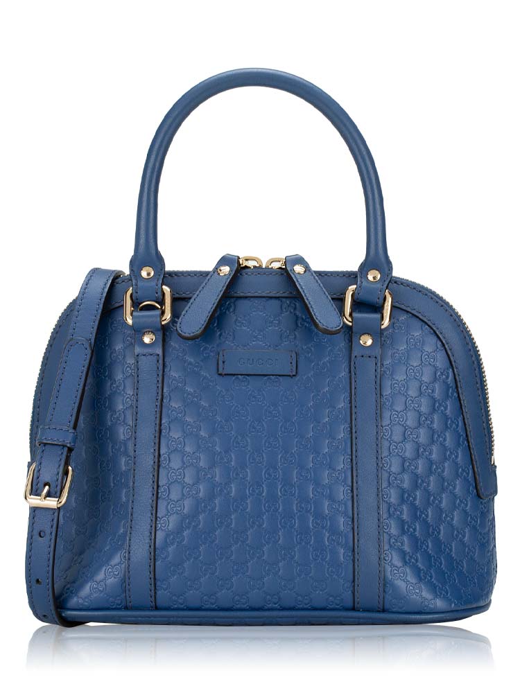 Soft Microguccissima Mini Dome Satchel Blue