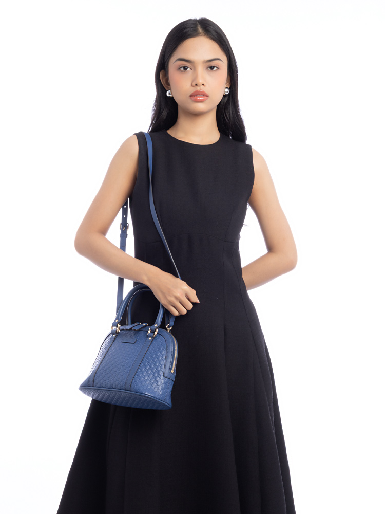 Soft Microguccissima Mini Dome Satchel Blue