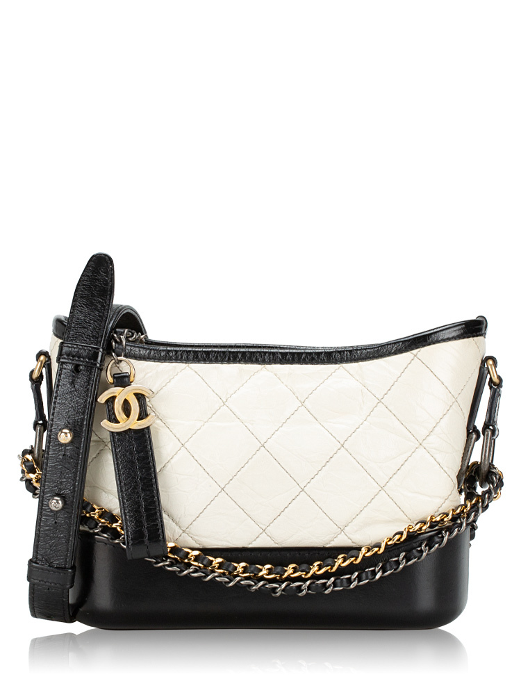 Aged Calfskin Gabrielle Small Hobo White Black