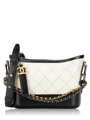 Aged Calfskin Gabrielle Small Hobo White Black