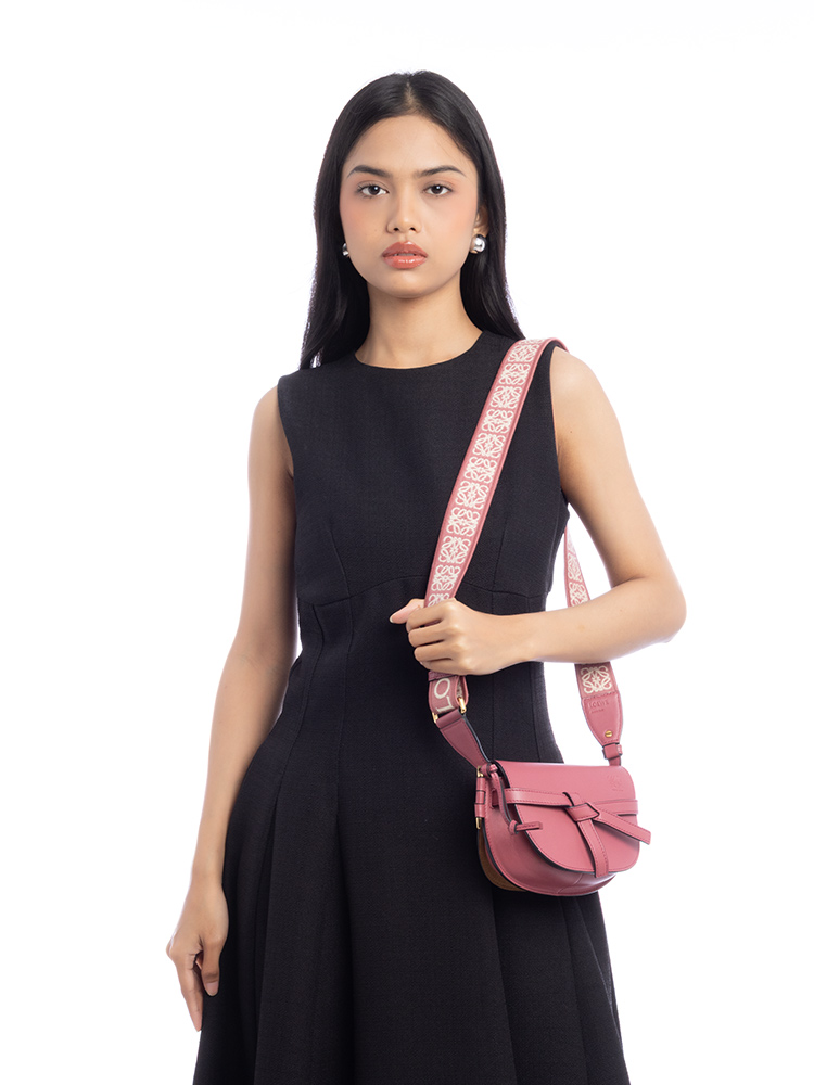 Calfskin Jacquard Mini Gate Dual Bag Plumrose