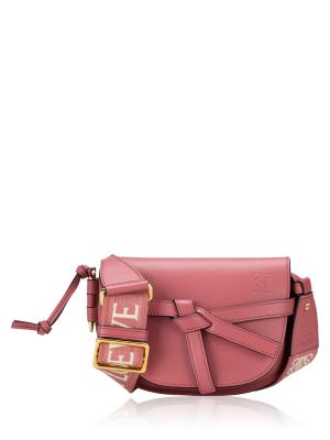 Calfskin Jacquard Mini Gate Dual Bag Plumrose