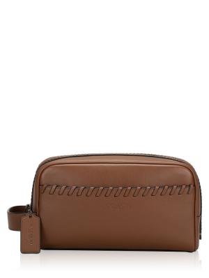 CBE03 Whipstitch Leather Small Travel Pouch Saddle