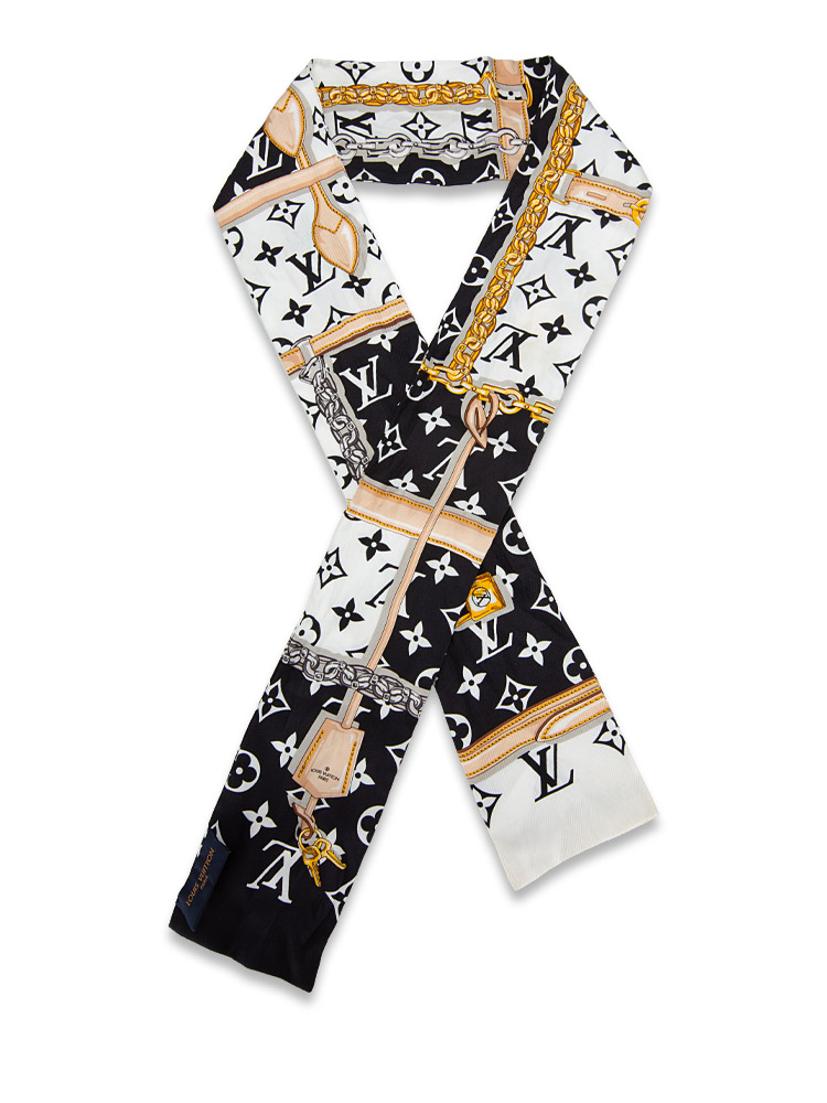 Silk Monogram Confidential Bandeau Black White