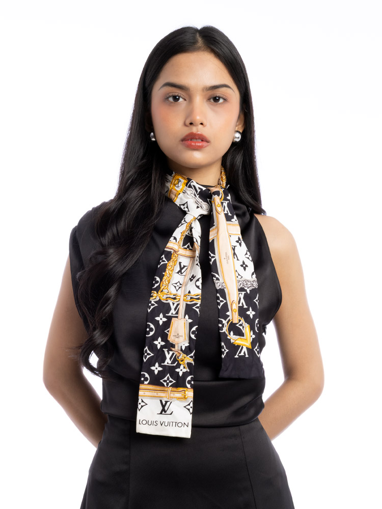 Silk Monogram Confidential Bandeau Black White