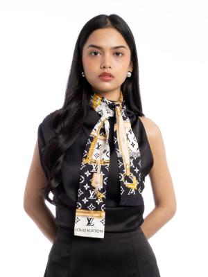 Silk Monogram Confidential Bandeau Black White