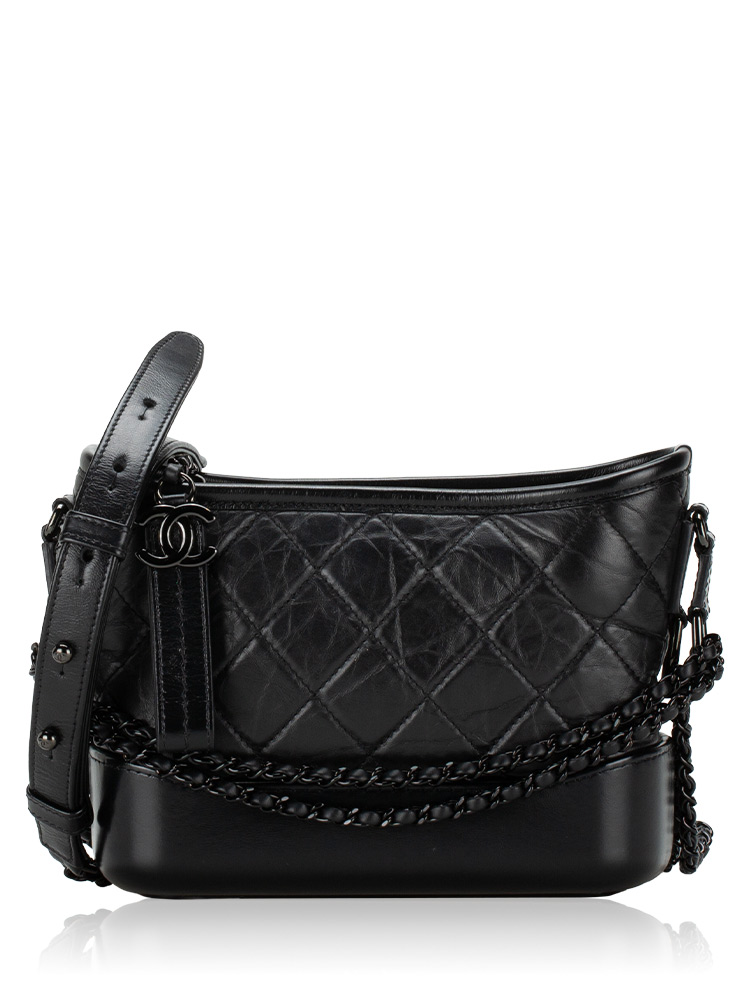 Aged Calfskin Small Gabrielle Hobo So Black
