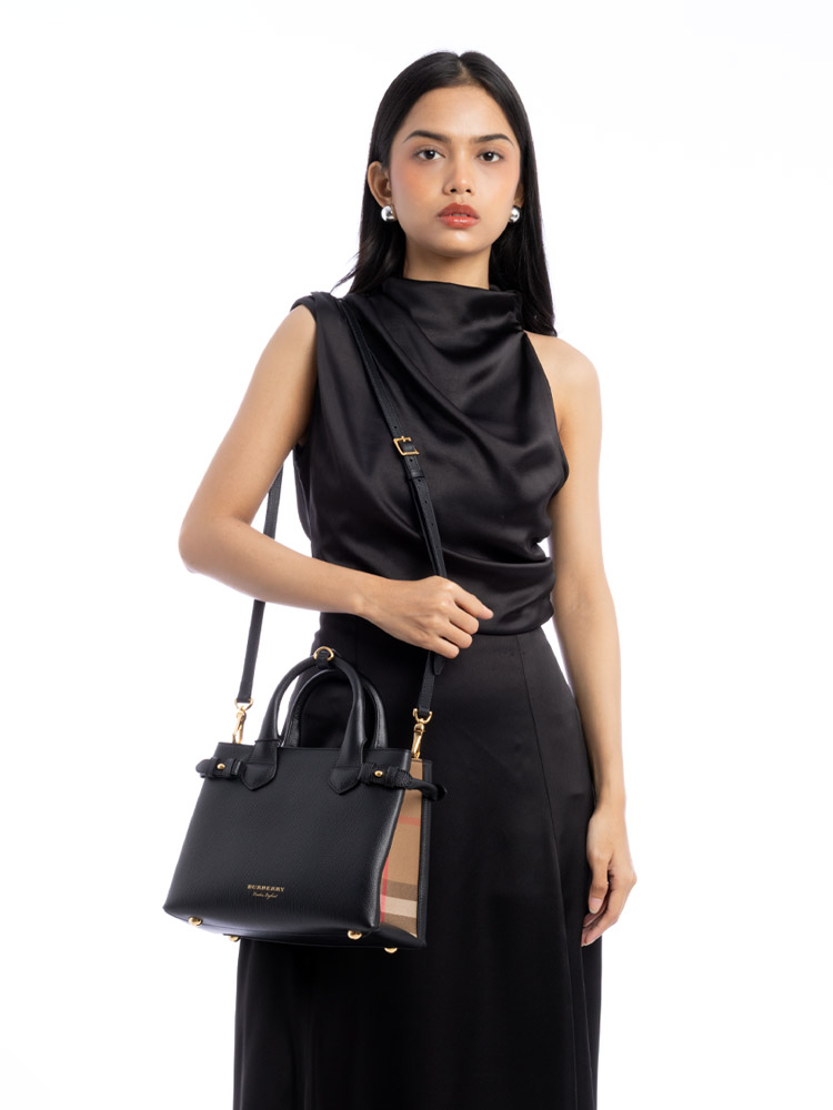 Derby House Check Banner Small Tote Black