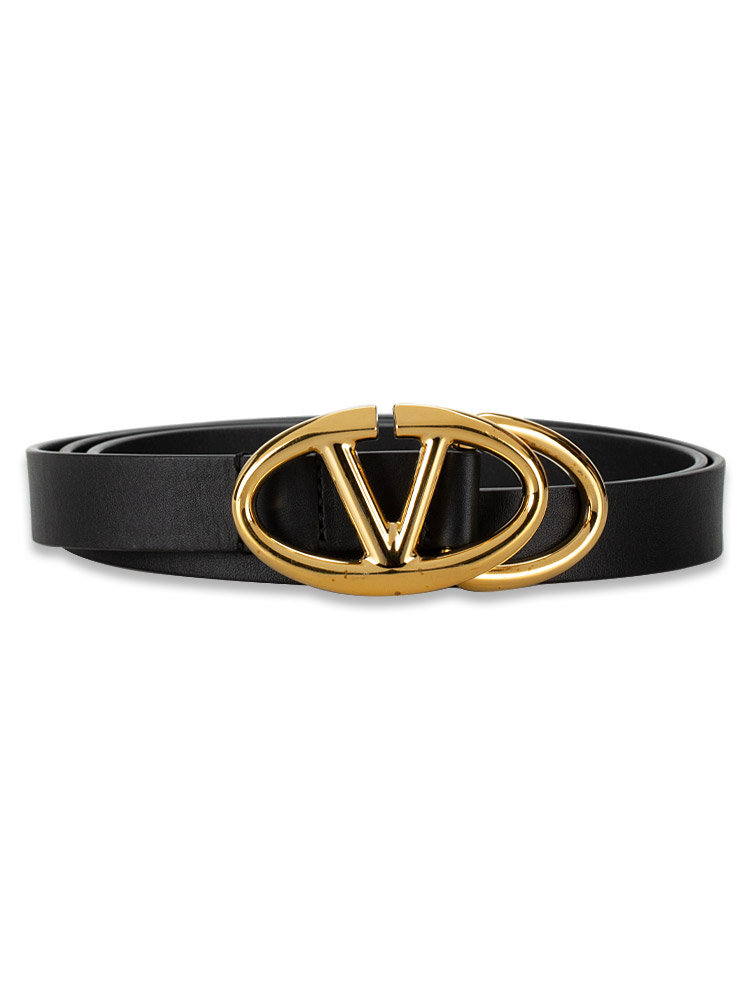 Calfskin VLogo The Bold Edition Belt Nero Sz S