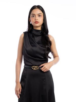 Calfskin VLogo The Bold Edition Belt Nero Sz S