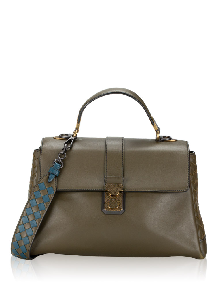Nappa Piazza Medium Top Handle Bag Olive