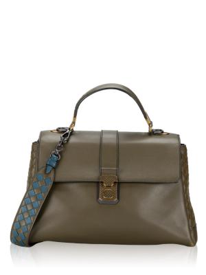 Nappa Piazza Medium Top Handle Bag Olive