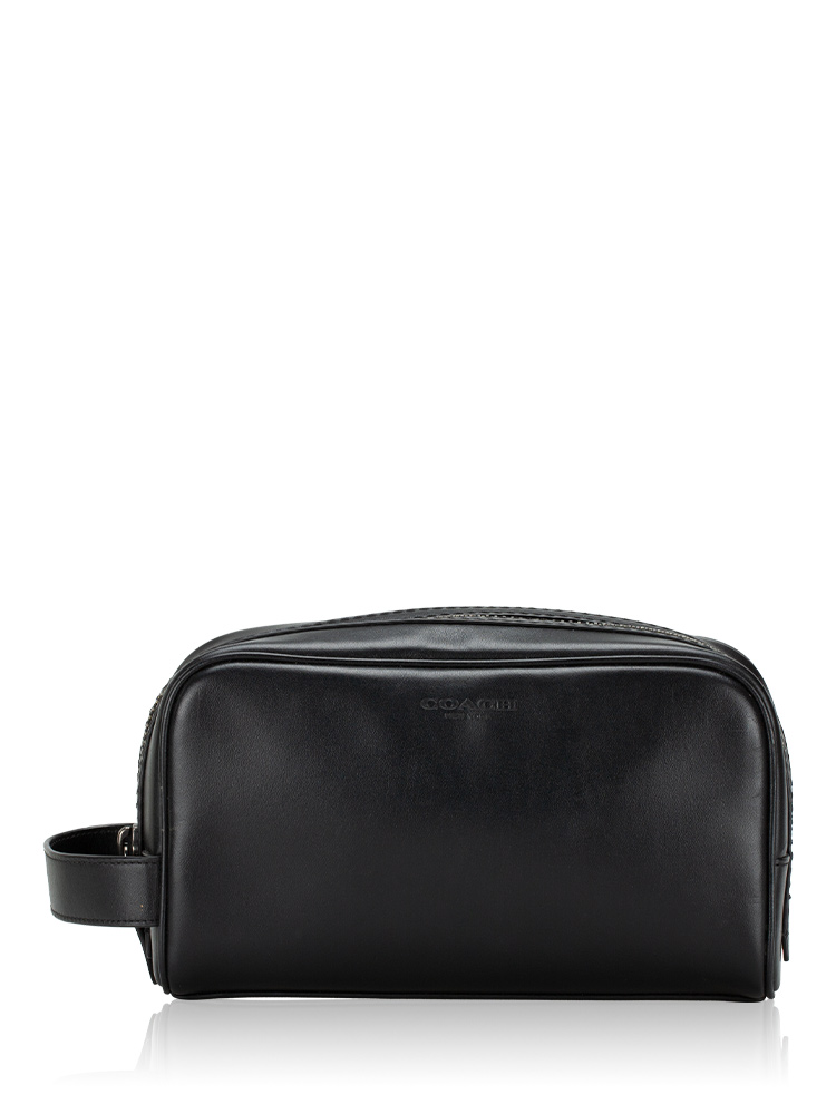 Men 2522 Smooth Leather Small Travel Pouch Black