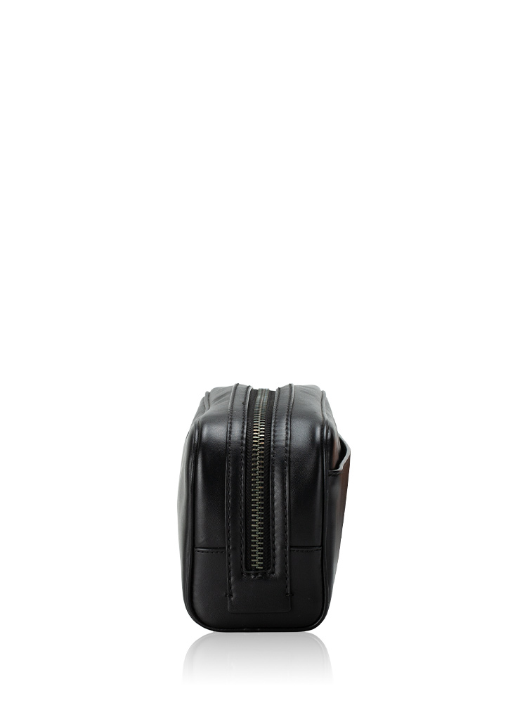 Men 2522 Smooth Leather Small Travel Pouch Black