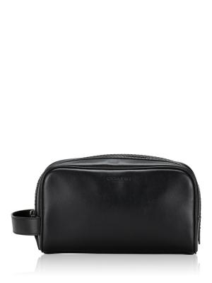 Men 2522 Smooth Leather Small Travel Pouch Black